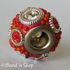 Red Euro Style Bead with Red Grains and Rhinestones